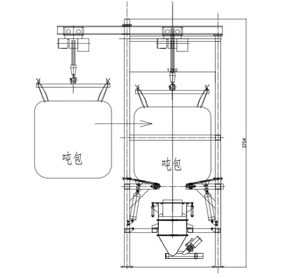 Máquina de descarga de sacos de 500 kg-1 tonelada, acionada elétrica, para descarga rápida de material a granel